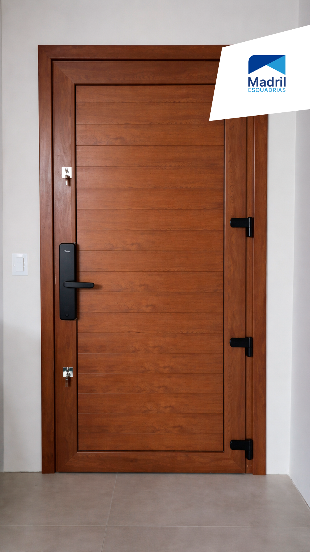 Porta de madeira com fechadura digital